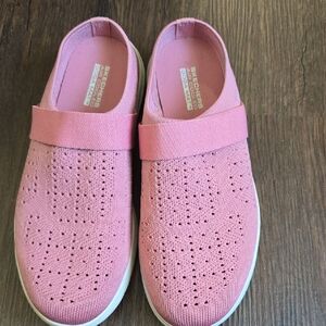 Skechers Women's Pink Knit Slip-On Sneakers with Elastic Band